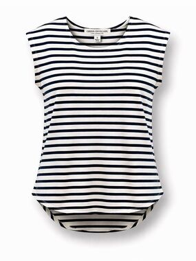 Green Envelope Los Angeles Striped Top NWT | Navy White Breton Tee Relaxed Fit
